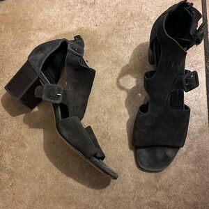 Rag & Bone Dark Gray Suede Buckle Ankle Heels